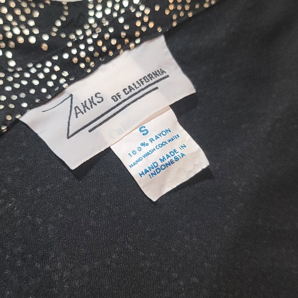 VINTAGE ZAKKS 80's METALLIC CROP TOP FLORAL OVERSIZED SMALL BLACK CARDIGAN SET - Picture 11 of 14